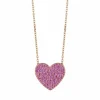Zadok Collection Adjustable Large Heart Cluster Pink Sapphire Pendant