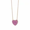 Zadok Collection Adjustable Medium Heart Cluster Pink Sapphire And Diamond Pendant