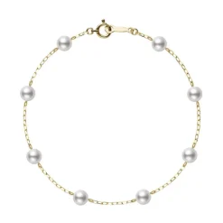 Mikimoto Akoya Cultured Pearl Station Bracelet in Gold