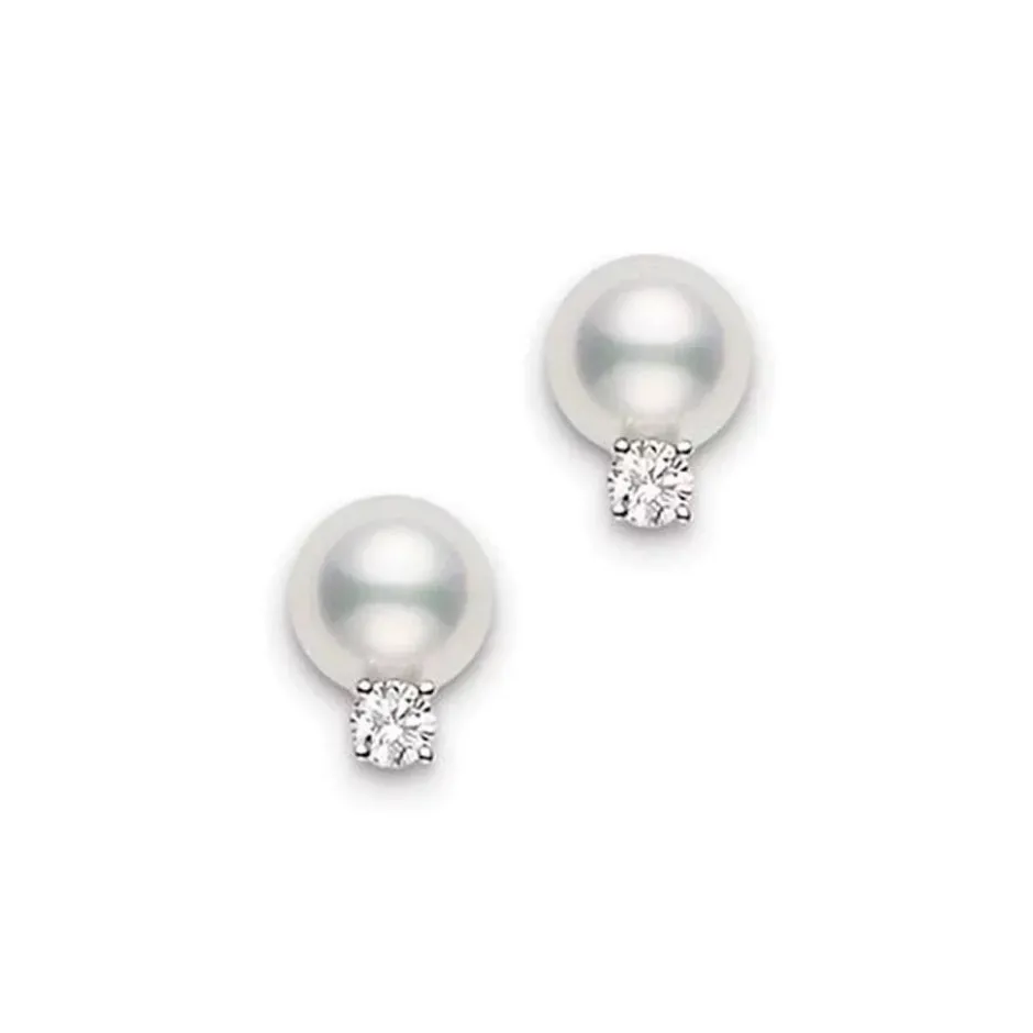 Mikimoto Akoya Studs With Diamonds