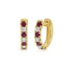 Zadok Collection Alternating Ruby & Diamond Huggie Earrings