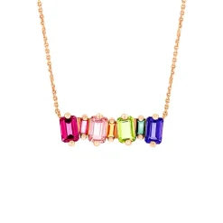 Suzanne Kalan Ann Emerald Cut Rainbow Bar Pendant