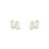 Suzanne Kalan Ann Emerald Cut White Topaz Studs