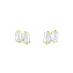 Suzanne Kalan Ann Emerald Cut White Topaz Studs