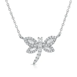 Zadok Collection Baguette Diamond Dragonfly Necklace
