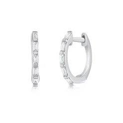 Zadok Collection Baguette Diamond Huggie Earrings