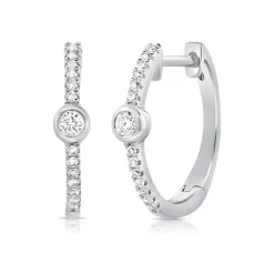 Zadok Collection Bezel Huggie Diamond And Diamond Earrings