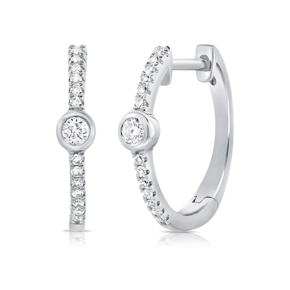 Zadok Collection Bezel Huggie Diamond And Diamond Earrings