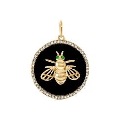 Zadok Collection Black Agate & Diamond Dragon Fly Disc Charm