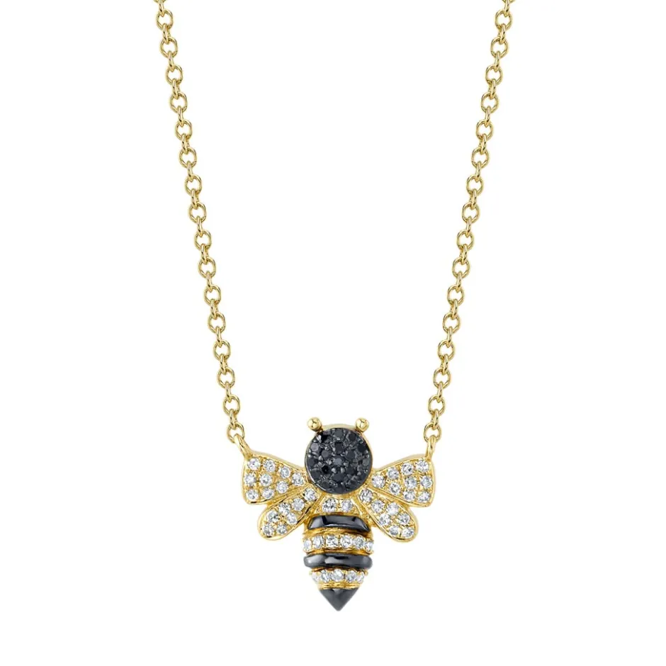 Zadok Collection Black and White Diamond Bee Pendant