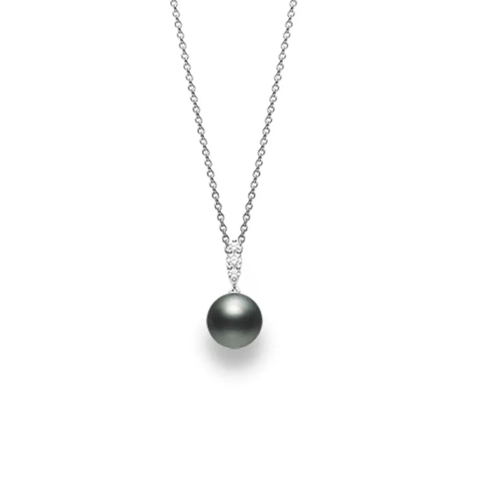 Mikimoto Black South Sea Pearl And Diamond Pendant