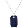 Zadok Collection Blue Sapphire Pave Dog Tag Charm On Link Chain