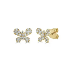 Zadok Collection Butterfly Pave Stud Diamond Earrings 0.46ctw