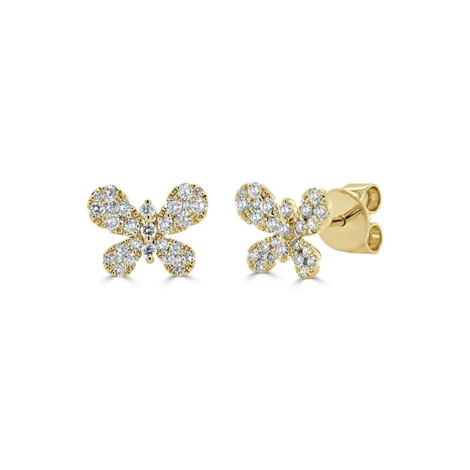 Zadok Collection Butterfly Pave Stud Diamond Earrings 0.46ctw