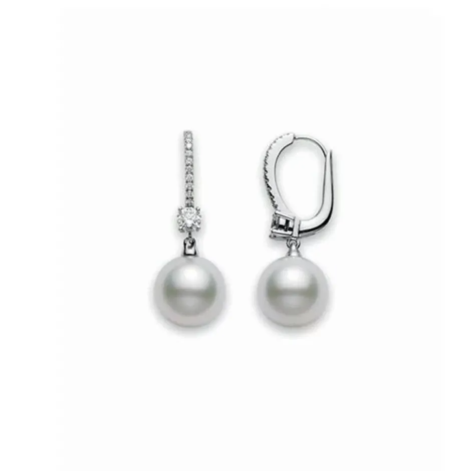 Mikimoto Classic Elegance White South Sea Cultured Pearl Lever Back Earrings