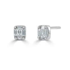 Zadok Collection Cluster Stud 0.1in Diamond And Diamond Earrings