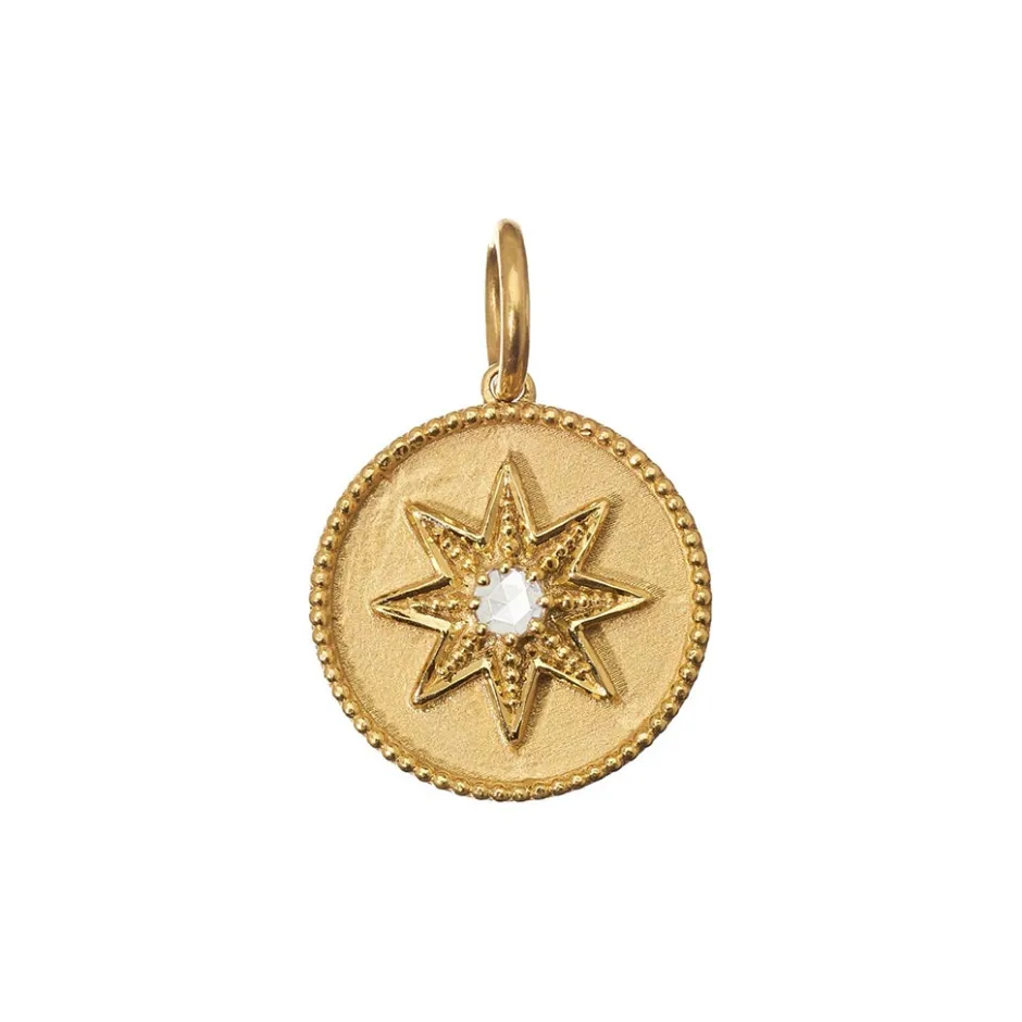 Sethi Couture Compass Yellow Gold Charm Pendant