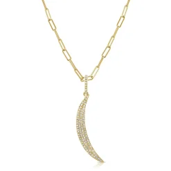 Zadok Collection Crescent Moon Pave Paperclip Diamond Pendant
