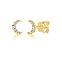Zadok Collection Crescent Moon Stud 0.2in Diamond Earrings