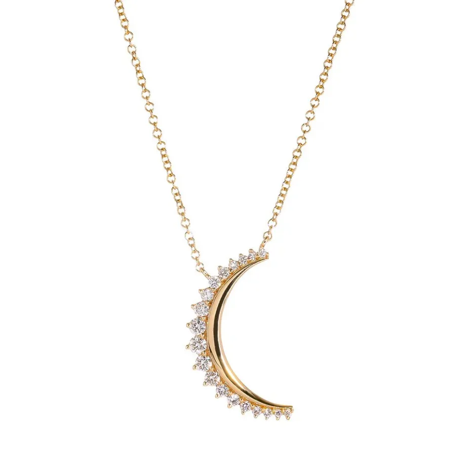 Zadok Collection Cresent Moon Diamond Pendant