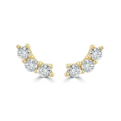 Zadok Collection 3 Curved Diamond Earrings