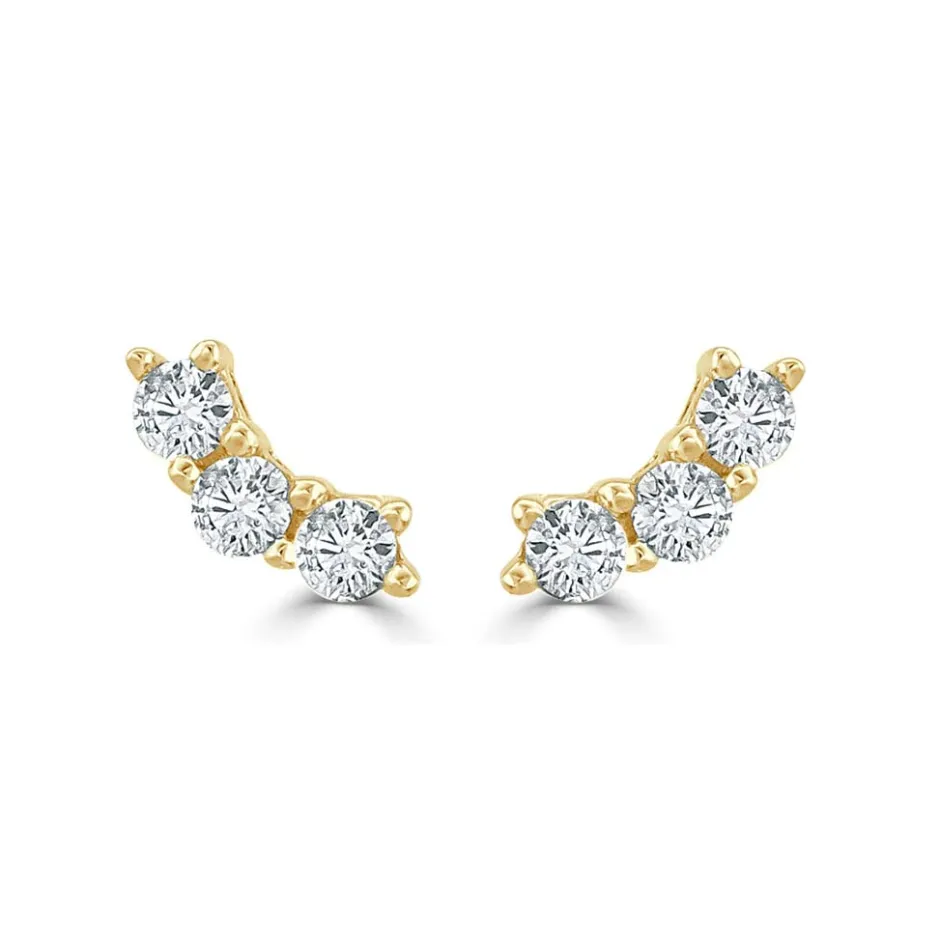 Zadok Collection 3 Curved Diamond Earrings