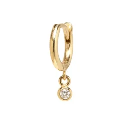 Zadok Collection Dangling Diamond Bezel Extra Small Hinge Huggie Hoops