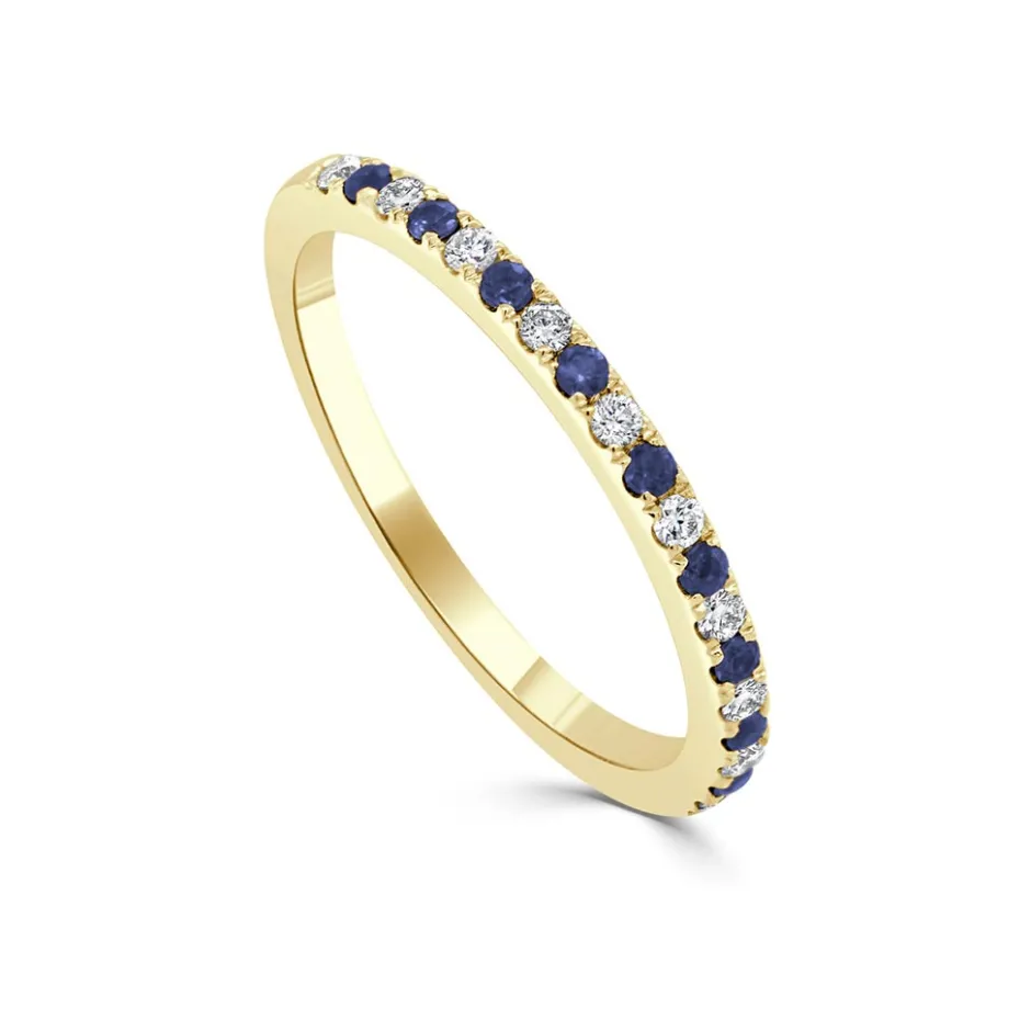 Zadok Collection Diamond & Blue Sapphire Alternating Band Ring
