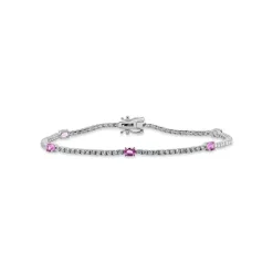 Zadok Collection Diamond & Pink Sapphire Station Tennis Bracelet