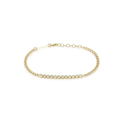 Zoe Chicco Diamond Bezel Tennis Segment Curb Chain Bracelet