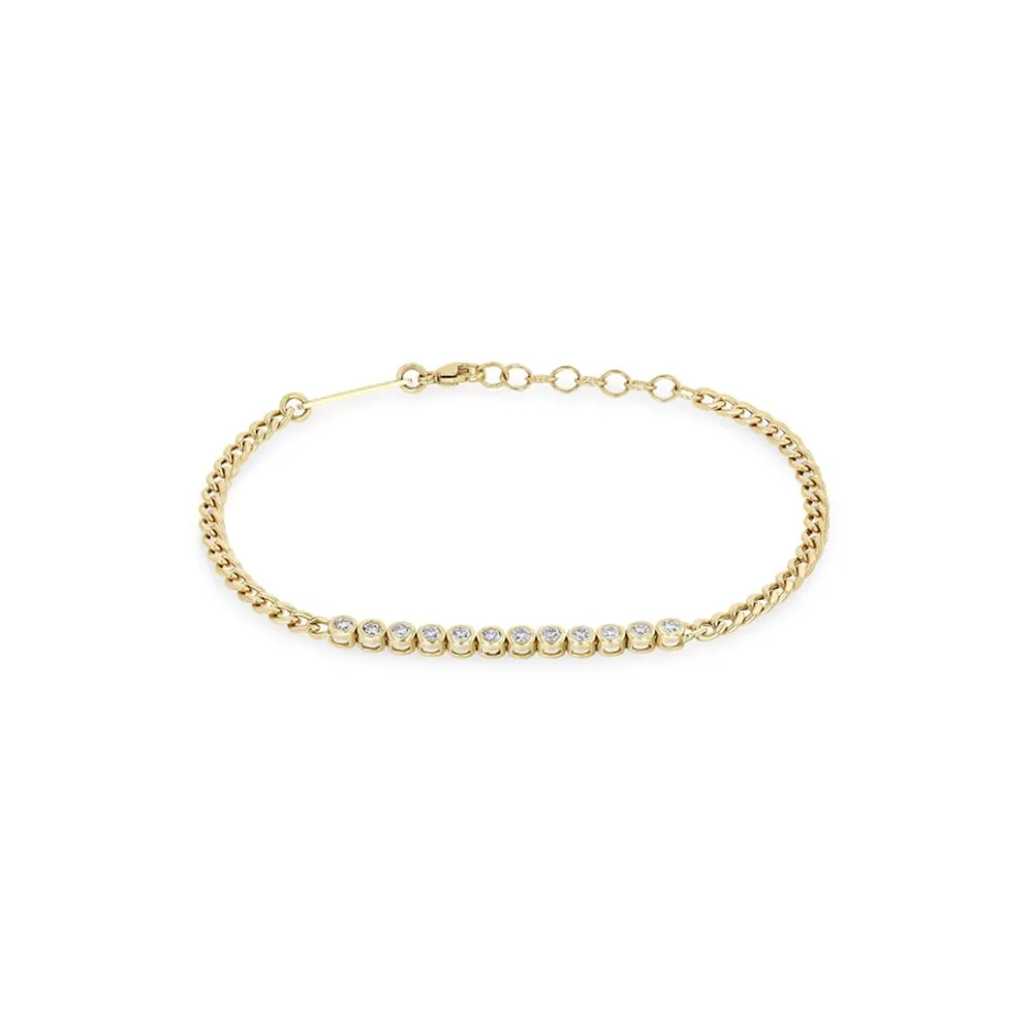 Zoe Chicco Diamond Bezel Tennis Segment Curb Chain Bracelet