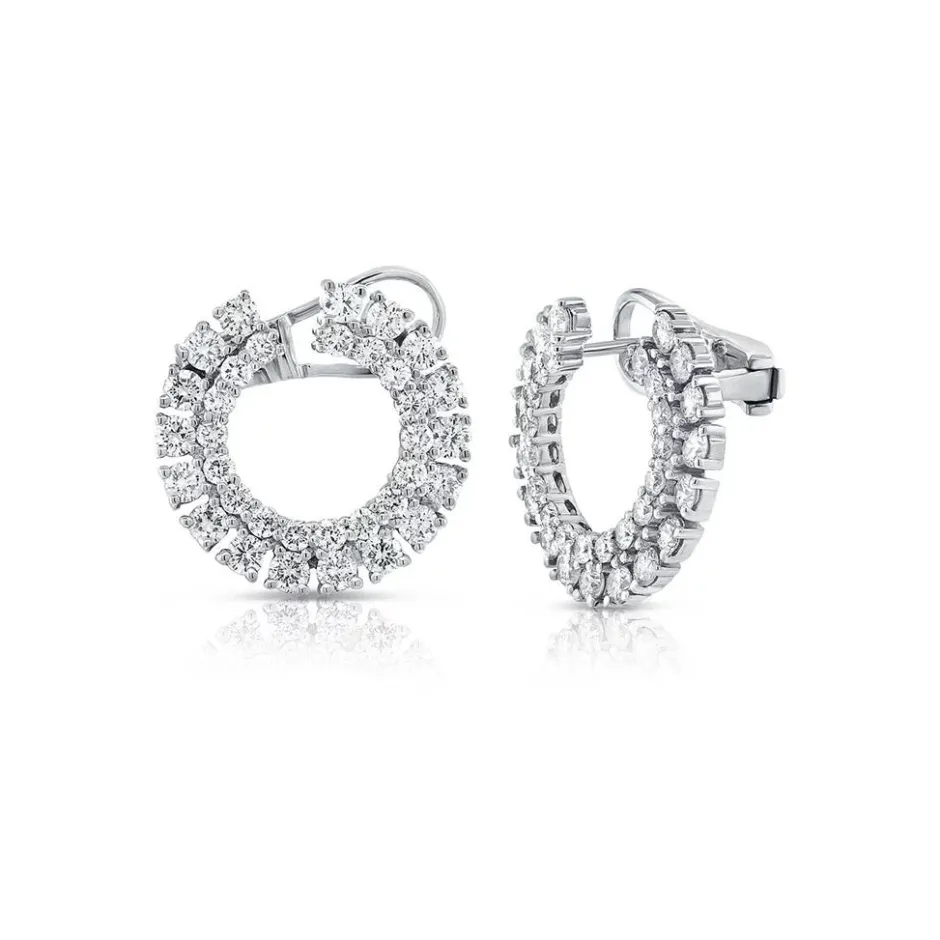 Zadok Collection Diamond Double Row Front-Facing Hoop Earrings