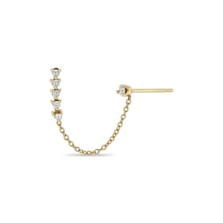 Zoe Chicco Diamond Double Stud Chain Earring