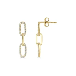 Zadok Collection Diamond Paperclip Link Dangle Earrings