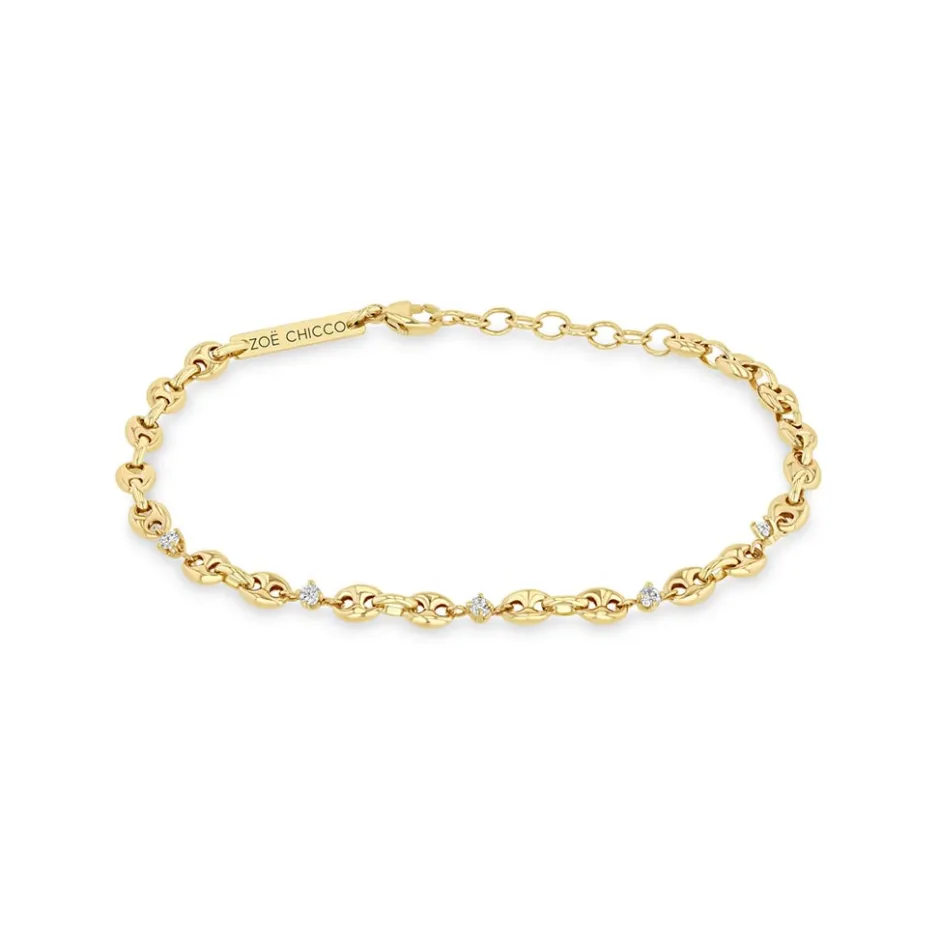 Zoe Chicco 5 Diamond Puffed Mariner Chain Bracelet