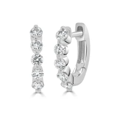 Zadok Collection Diamond Shared-Prong Huggie Earrings