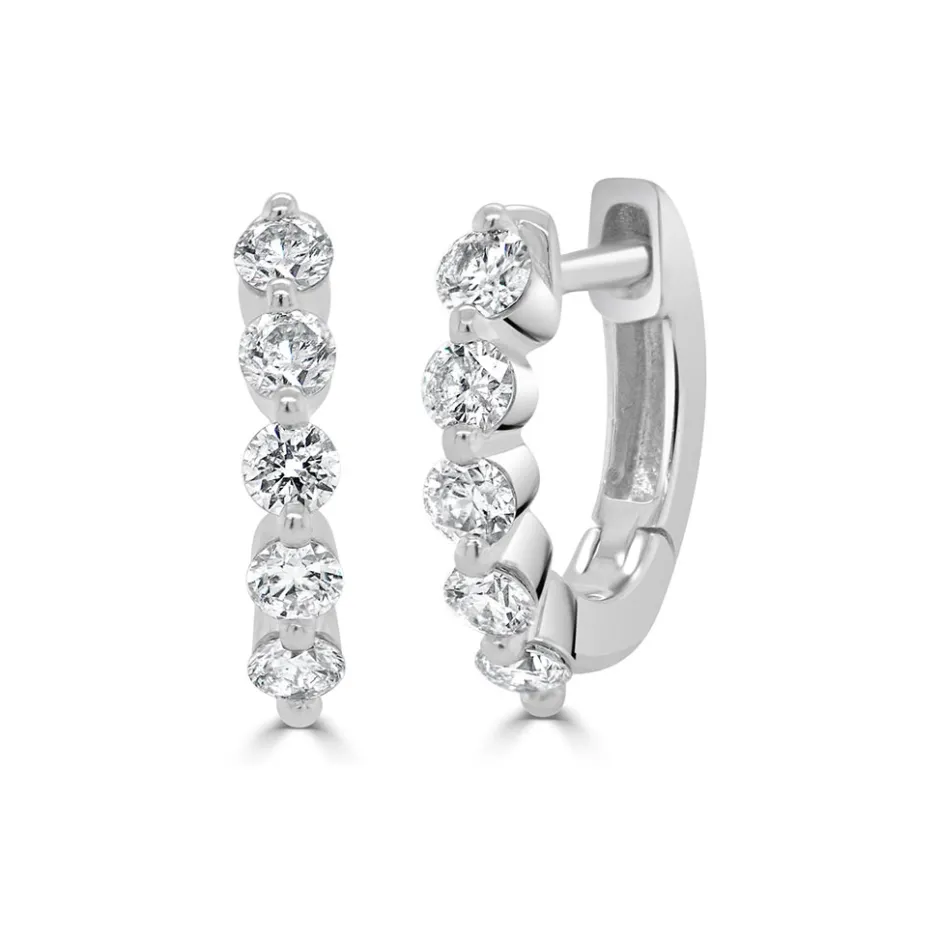 Zadok Collection Diamond Shared-Prong Huggie Earrings