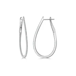 Zadok Collection Diamond Skinny Hoop 1-1/2 Earrings