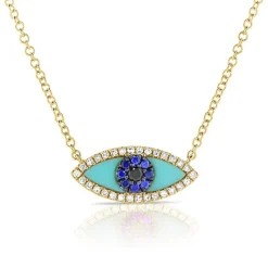 Zadok Collection Diamond Turquoise Evil Eye Necklace