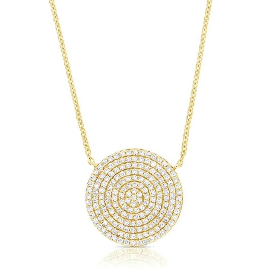 Zadok Collection Disc Pave Diamond Pendant 0.58ctw