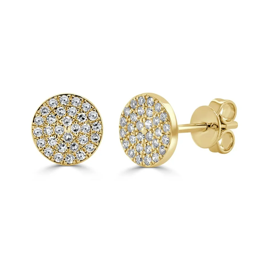 Zadok Collection Disc Pave Stud Diamond Earrings 0.17ctw