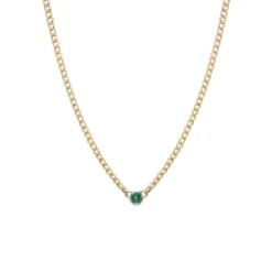 Zoe Chicco Emerald Bezel Extra Small Curb Chain Necklace