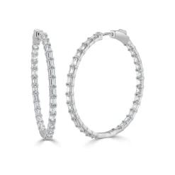 Zadok Collection Emerald-Cut Diamond Hoop Earrings