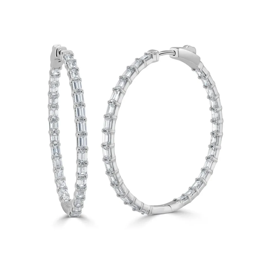 Zadok Collection Emerald-Cut Diamond Hoop Earrings