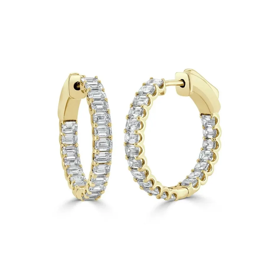 Zadok Collection Emerald-Cut Diamond Hoop Earrings