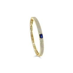 Zadok Collection Emerald-Cut Sapphire & Diamond Pave Bangle