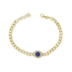 Zadok Collection Evil Eye Pave Diamond And Blue Sapphire Bracelet