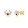 Zadok Collection Evil Eye Stud Diamond And Blue Sapphire Earrings
