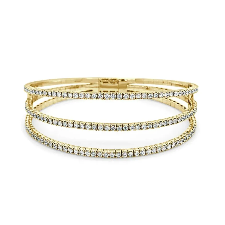 Zadok Collection Flexible 3 Row Diamond Bangle