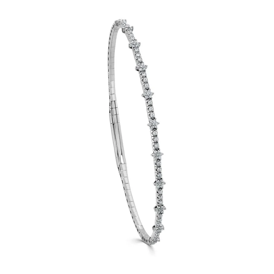Zadok Collection Flexible Flower Station Diamond Bangle